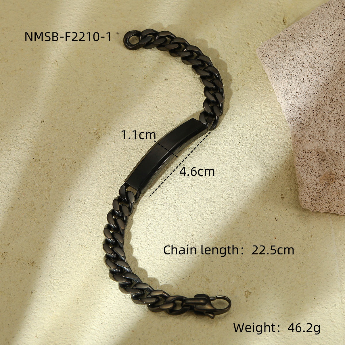 Pulsera de barra con dije DIY grabada con láser, geométrica, de acero de titanio chapado en oro de 18 quilates PVD para unisex