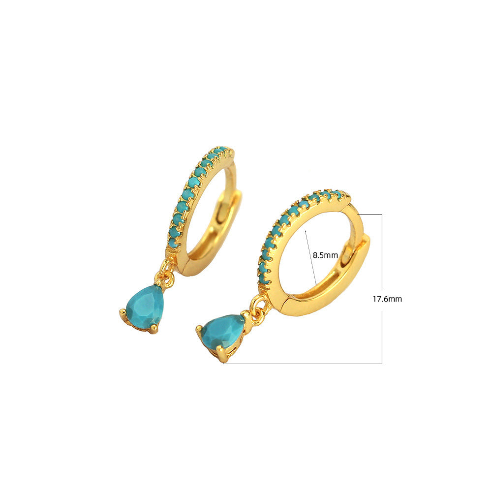 Luxury Elegant 925 Sterling Silver Teardrop Geometric Diamond Hoop Earrings for Women