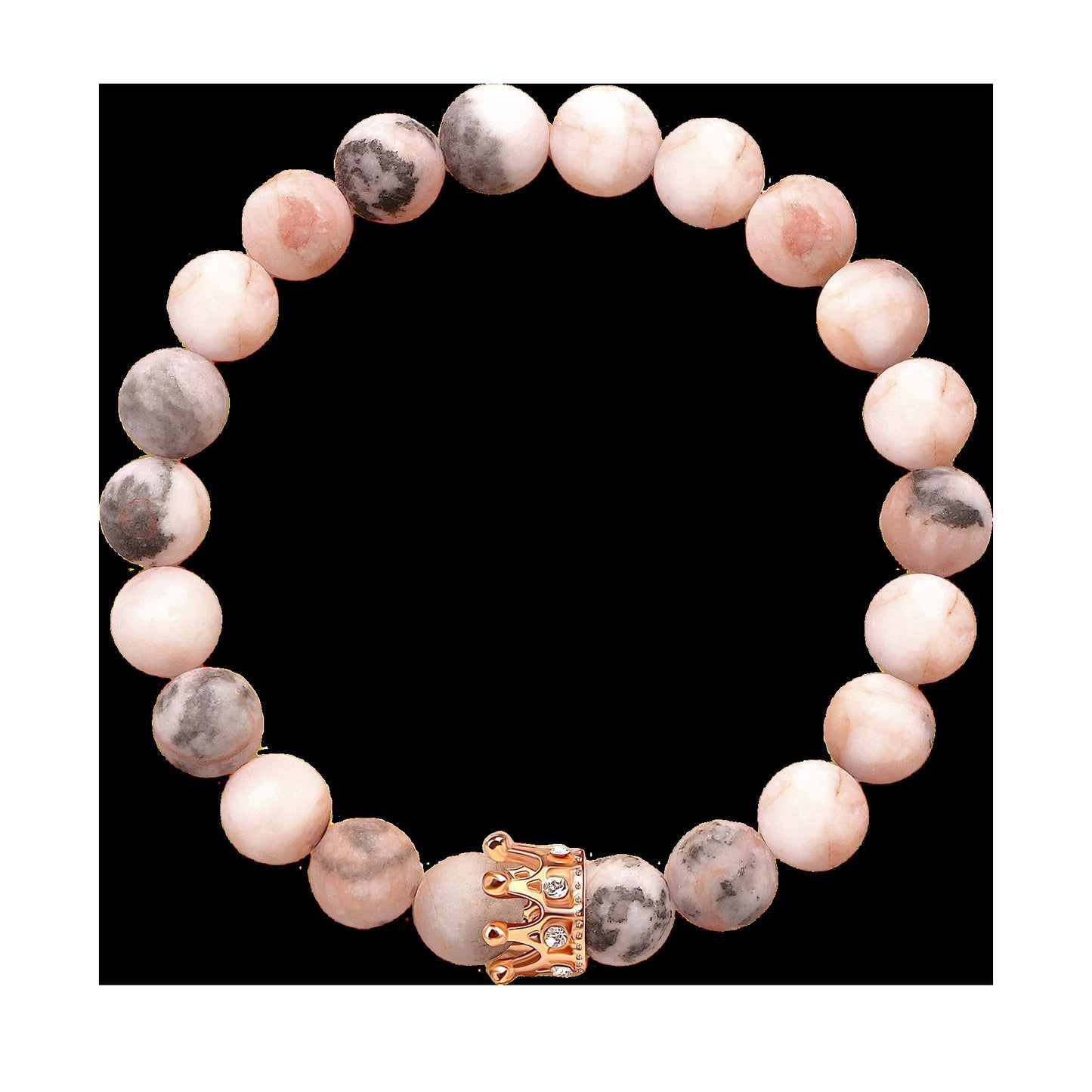 Elegant Crown Brass Bracelet with Natural Agate and Rhodochrosite Beads
