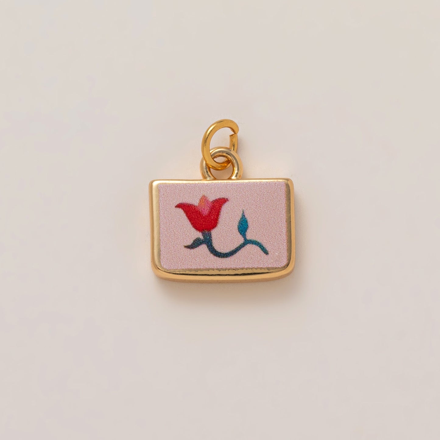 Minimalist Luxury Heart Shaped 18K Gold Plated Brass Pendant with Fruit and Floral Motifs