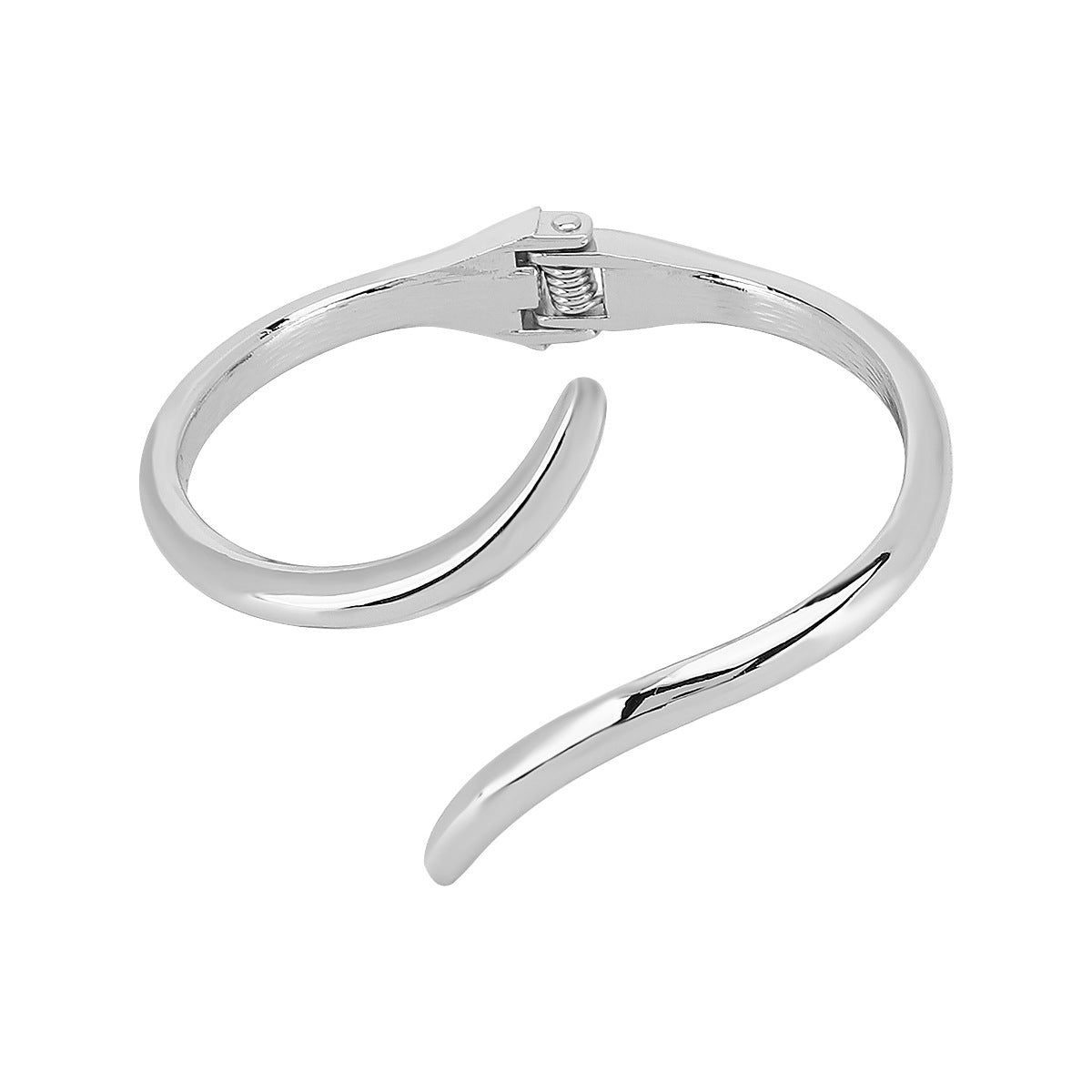 Pulsera minimalista de forma irregular de serpiente con apertura para mujer con acabado de aleación electrochapada