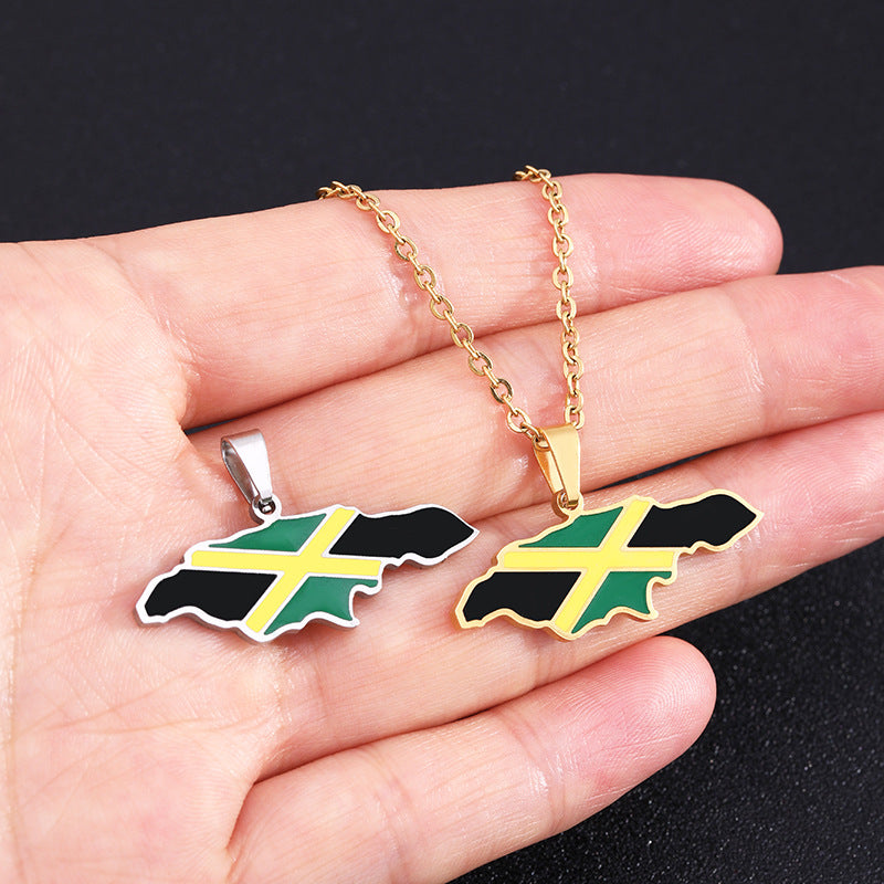 Collana con ciondolo in acciaio inossidabile smaltato, motivo etnico geometrico, per uomo e donna, con catena a maglie tonde