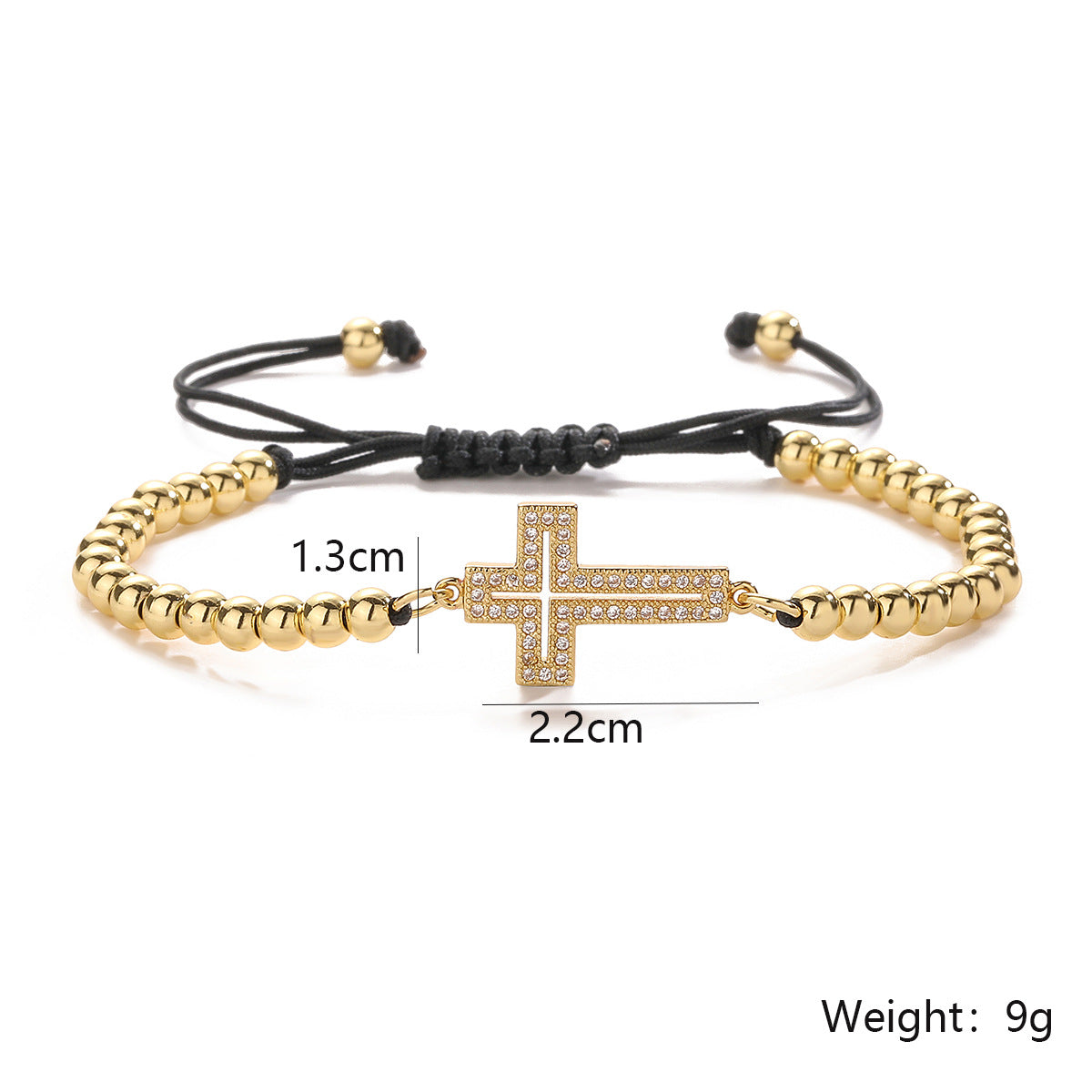 Fashion Micro-Inlaid Zircon Cross Geometric Copper Braceet with 18K Gold Plating for Women
