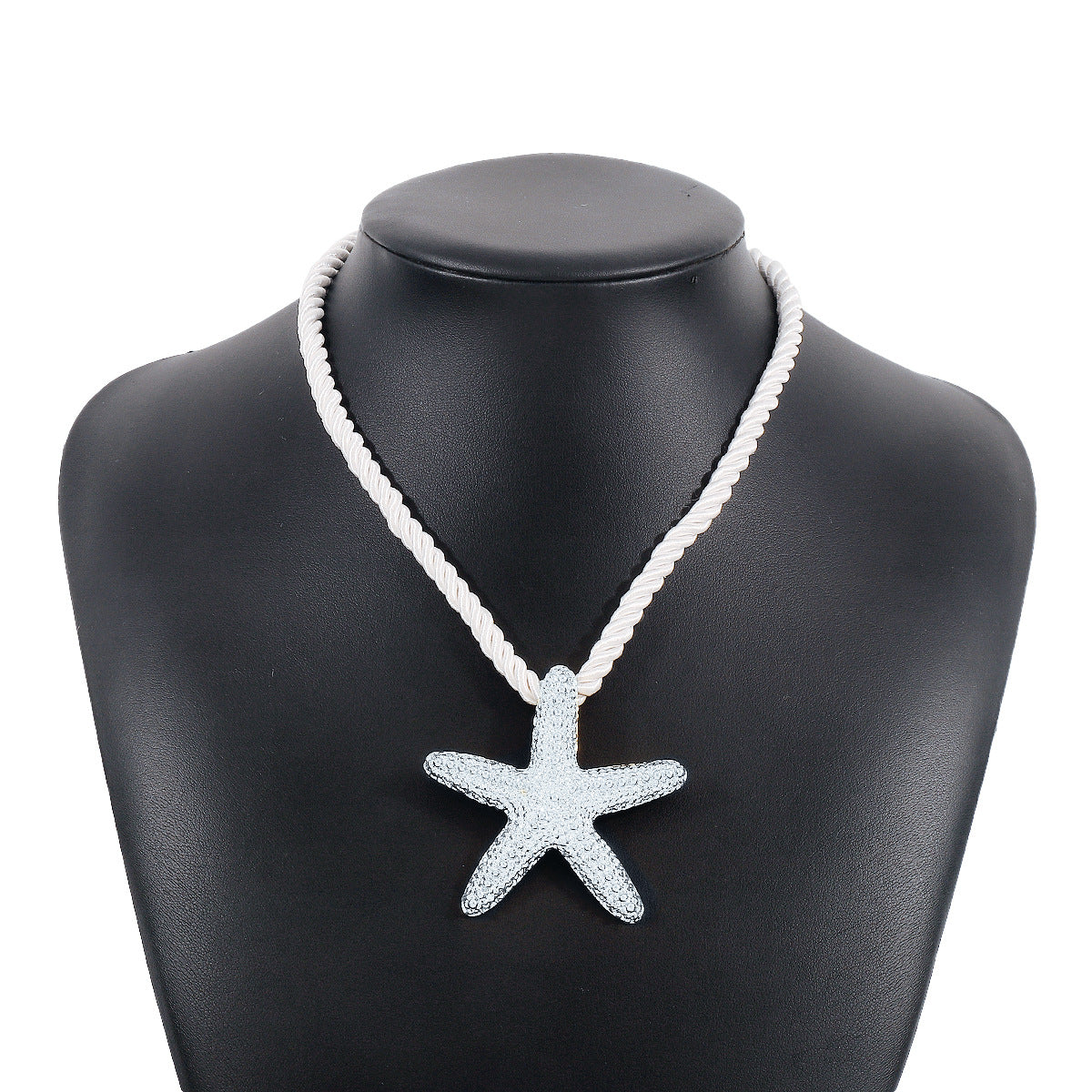 Collar con colgante de estrella de mar y concha personalizado para mujer con colgante de aleación de forma geométrica, acabado galvanizado, estilo playero, joyería minimalista