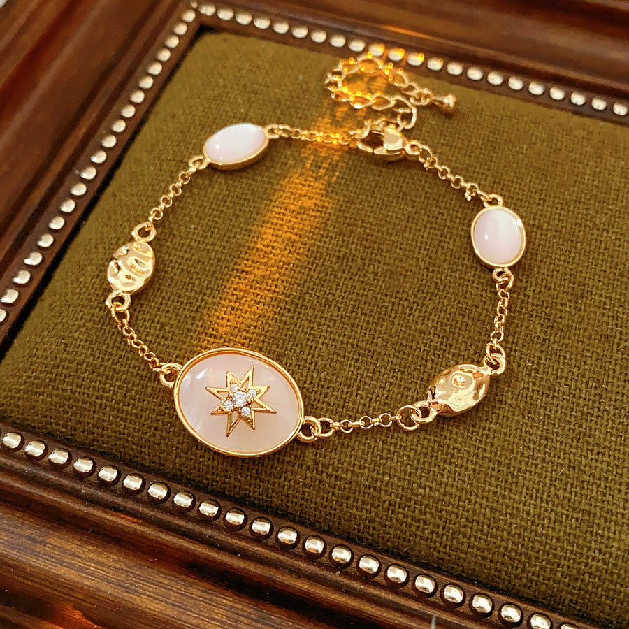 Luxury Elegant Geometric Floral Brass Bracelet with Cubic Zirconia Inlay for Women
