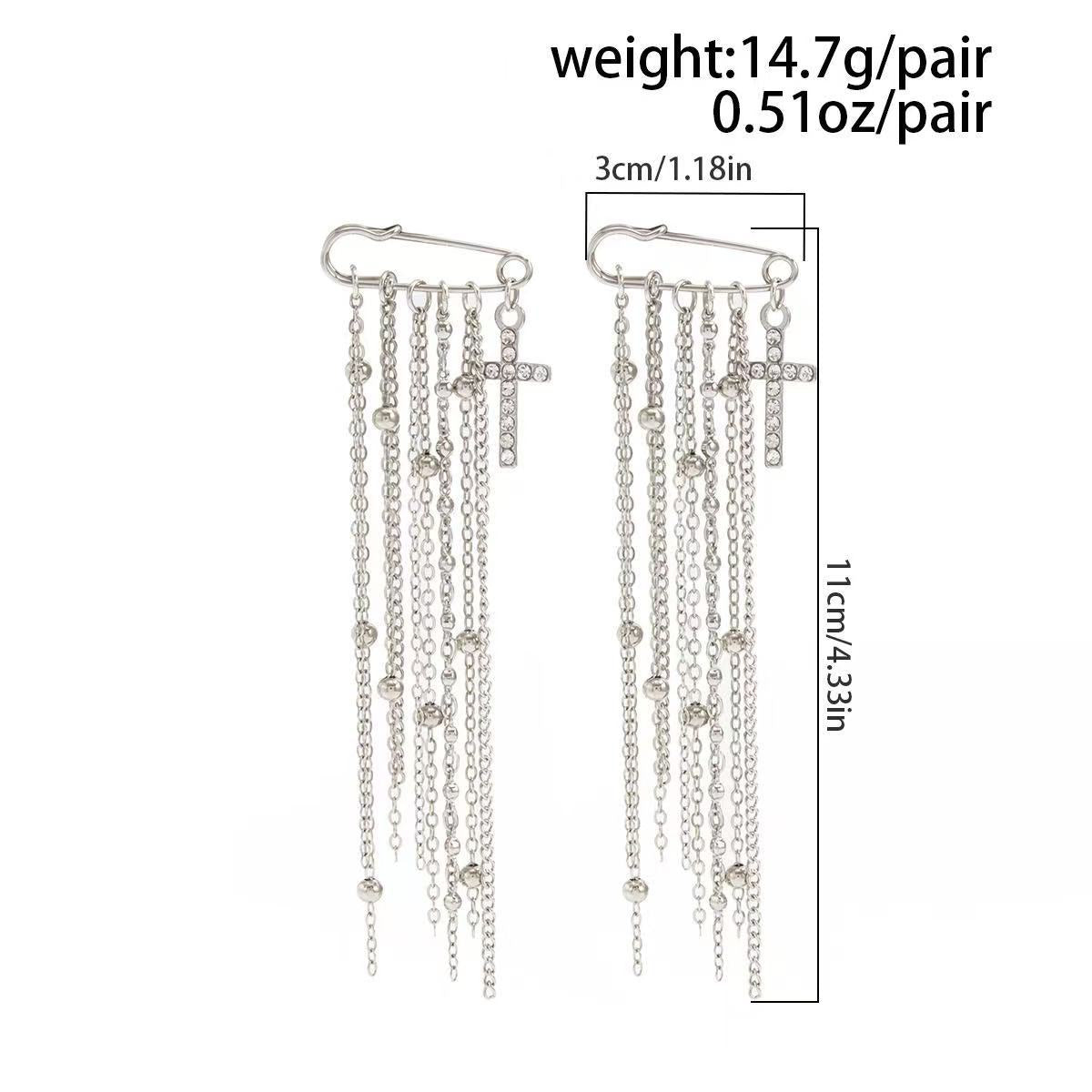 Minimalist Heart Cross Alloy Anklet with Tassel Chain