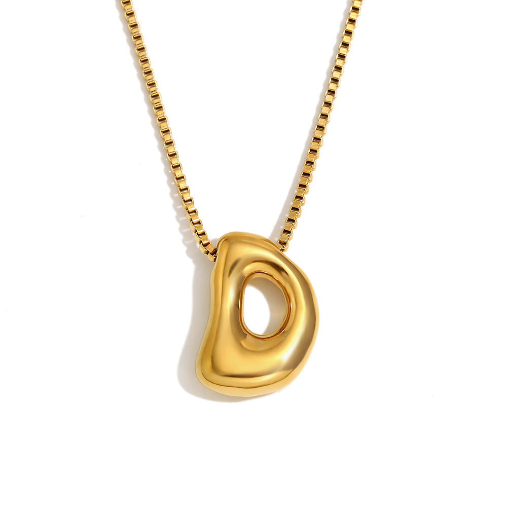 Minimalist Fashion Letter Necklace for Women Stainless Steel Pendant with 18K Gold Plating