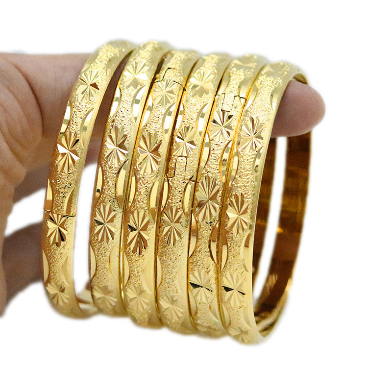 Luxury Elegant Geometric Brass PVD Plated Bangle Bracelet for Women
