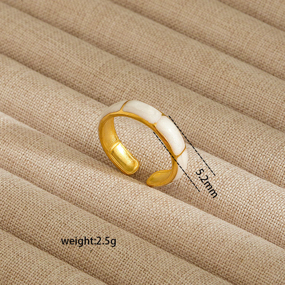 Anillo abierto irregular de acero inoxidable para mujer con baño de oro de 18K, diseños geométricos de corazón, estrella, letras y constelaciones