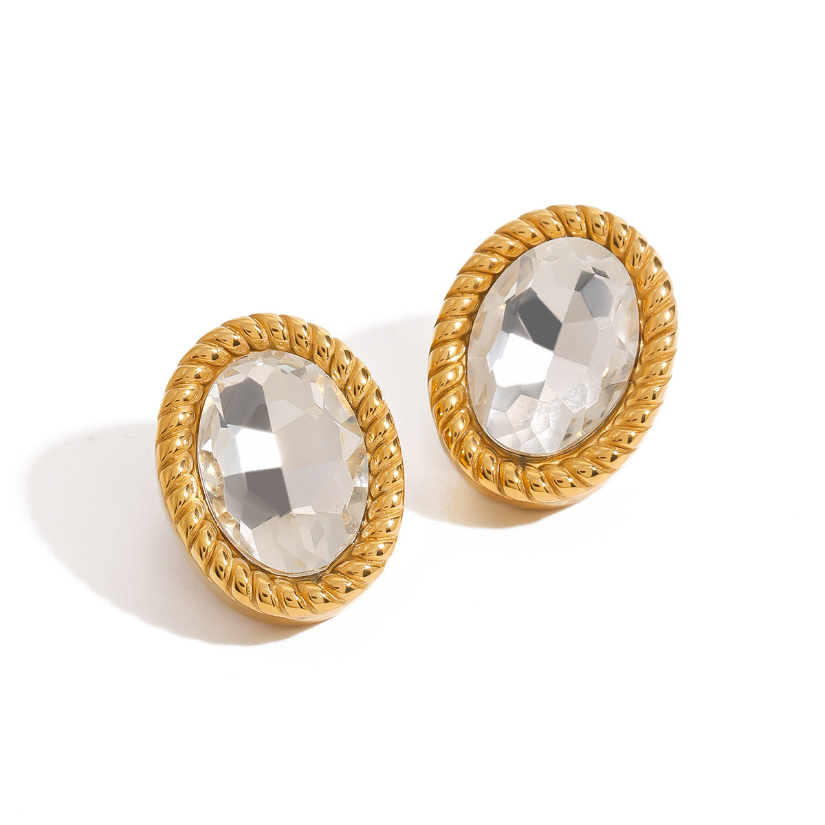 Pendientes de acero inoxidable geométricos con acabado chapado para mujer, aretes minimalistas de moda vanguardista