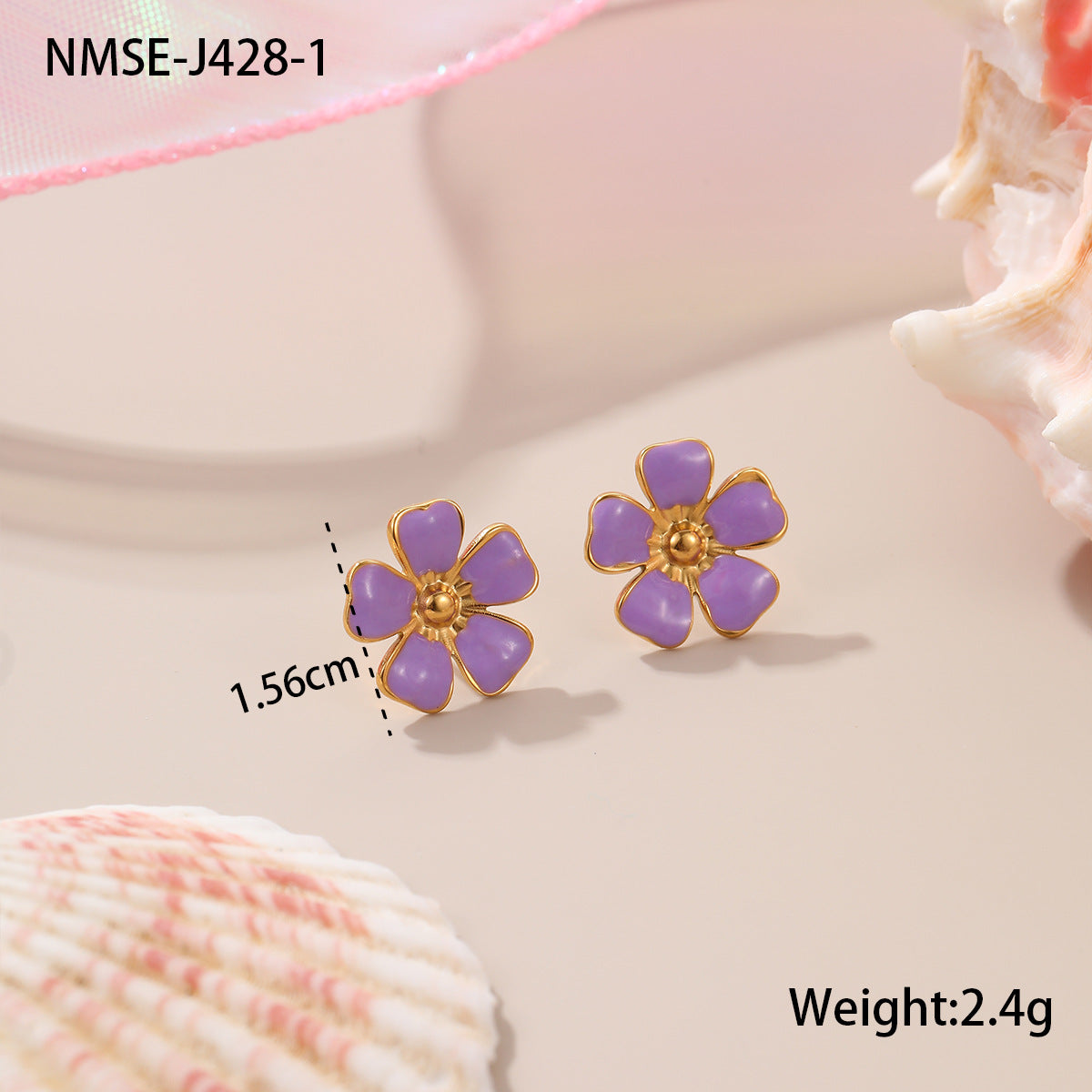 Conjunto de collar, pendientes y pulsera de acero inoxidable esmaltado con diseño floral minimalista de corazón geométrico para mujer