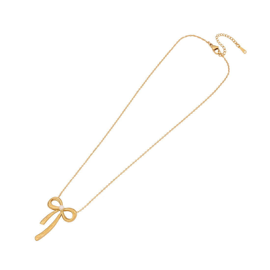 Fashionable Bow-Shaped Stainless Steel Necklace with Plated Finish for Women O-Chain Pendant Jewelry