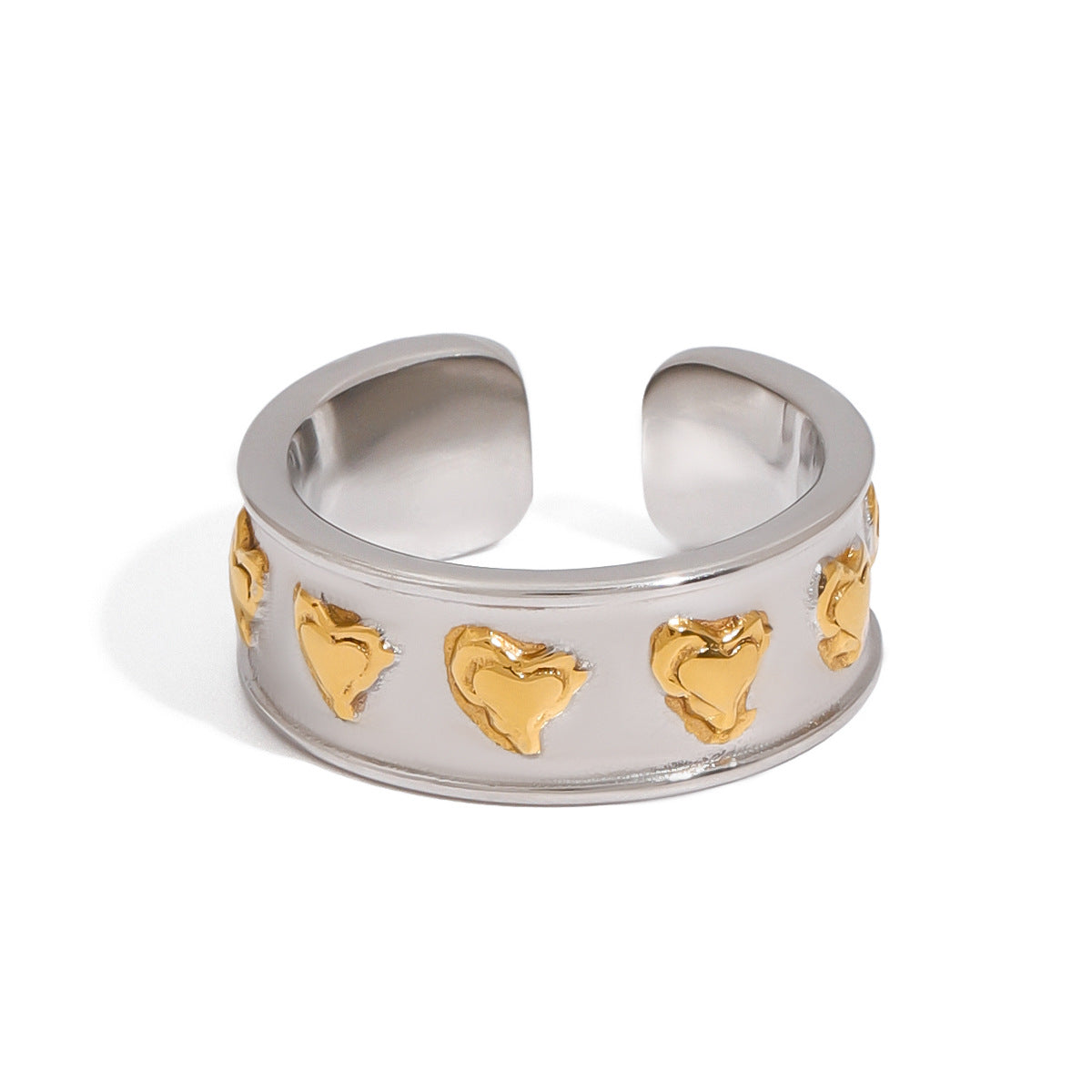Heart Shaped Plated Stainless Steel Ring for Women