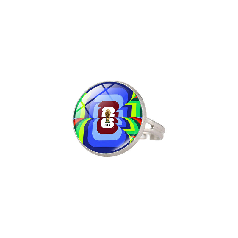 Vintage Sporty Geometric Alloy Plated Ring Unisex World Cup Trophy Pattern Jewelry