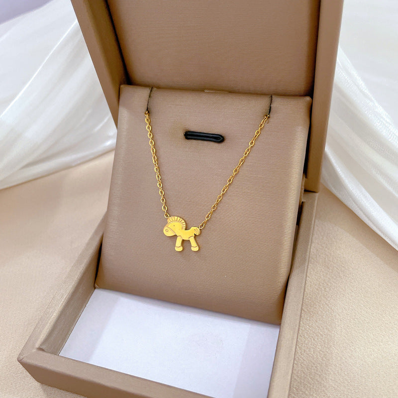 Collana a catena geometrica minimalista in acciaio al titanio, stile cartone animato