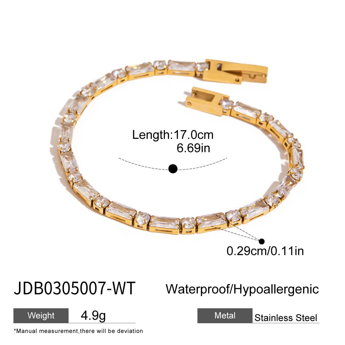 Luxury Round Geometric Stainless Steel Bracelet with Cubic Zirconia 18K Gold Plated