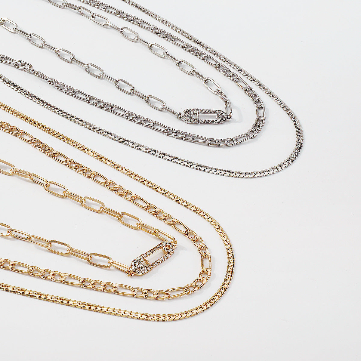 Sweet and Edgy Geometric Pendant Necklace with Micro-Pavé Rhinestones, Electroplated Iron Alloy Base, Delicate Clavicle Chain for Women