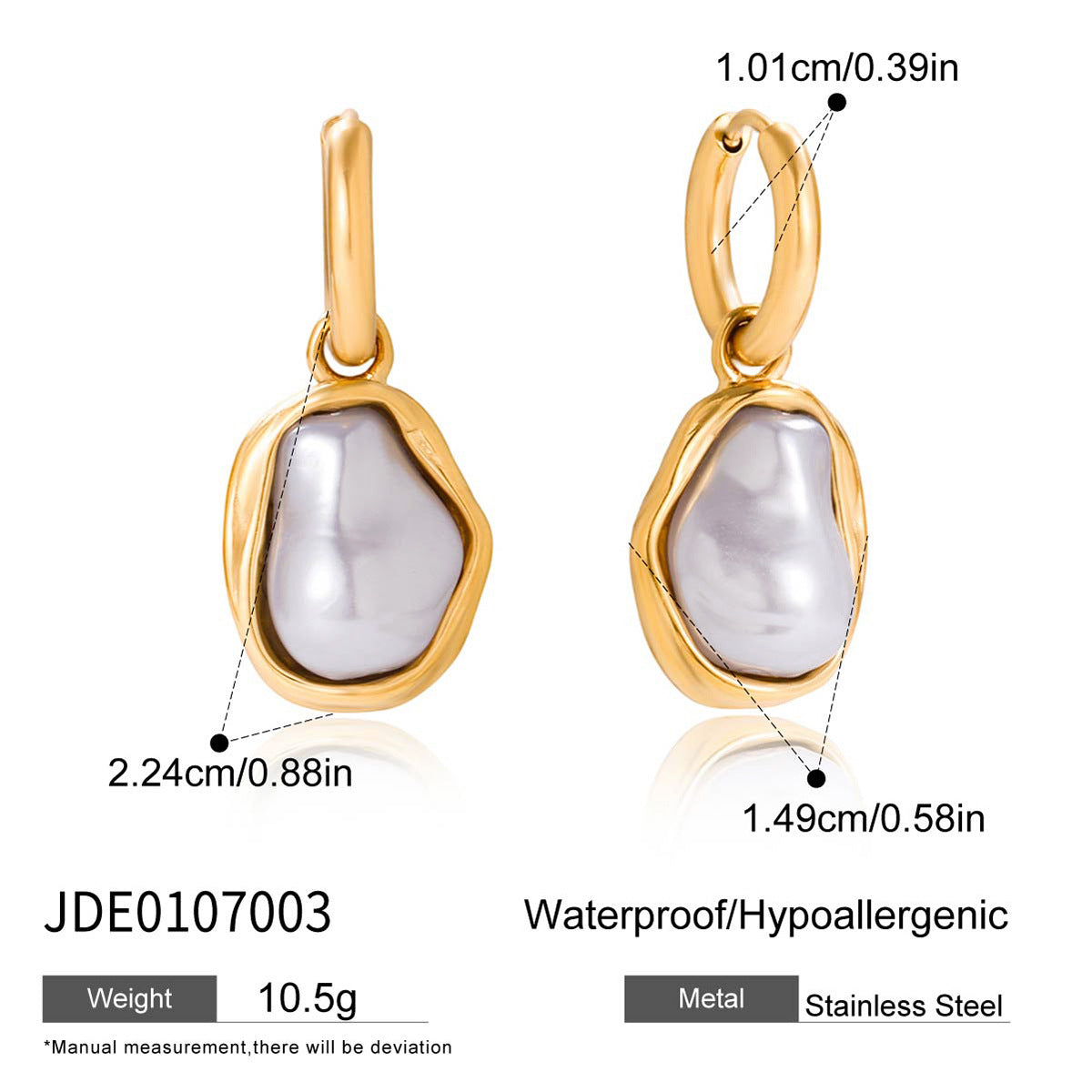 Orecchini a perno ipoallergenici da donna in acciaio inossidabile geometrico minimalista con finitura galvanizzata