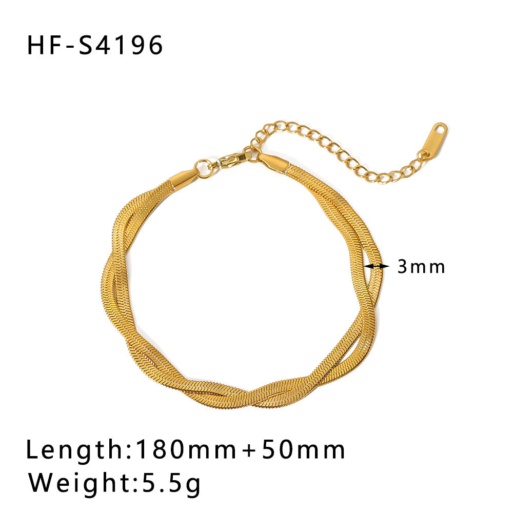 Geometric Style Gold Plated Stainless Steel Double Layer Cuban Bracelet with Pearl and Shell Accents Beach Inspired Unisex Bracelet