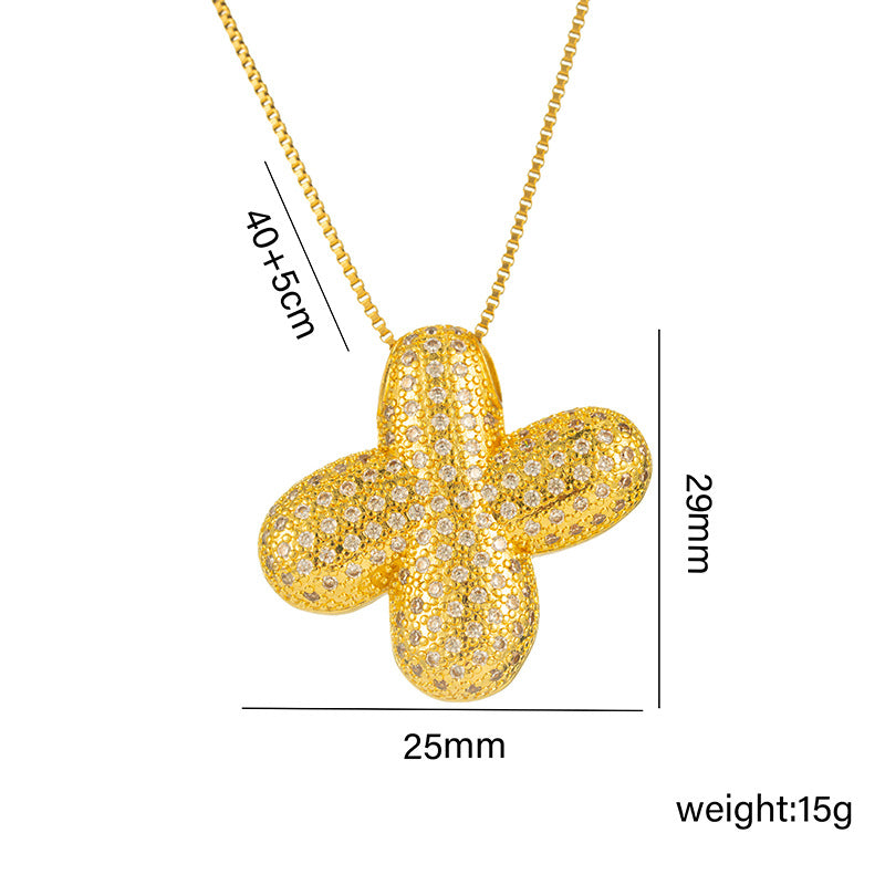 Collana da donna in acciaio al titanio a forma di lettera alla moda con intarsio in strass, design a catena a scatola