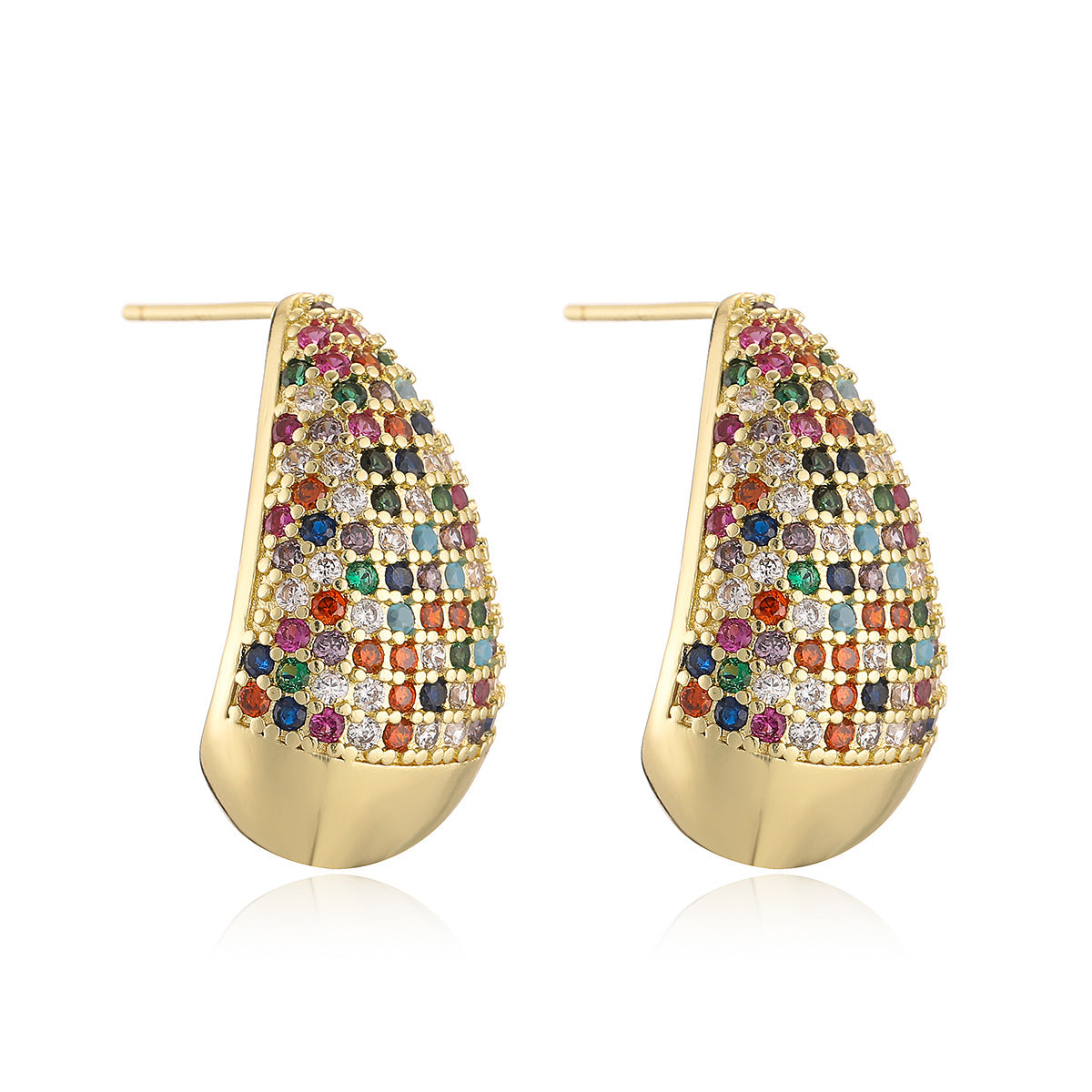 Minimalist Geometric Drop Earrings for Women with Zircon Inlay and Micro-Pave Setting in Brass