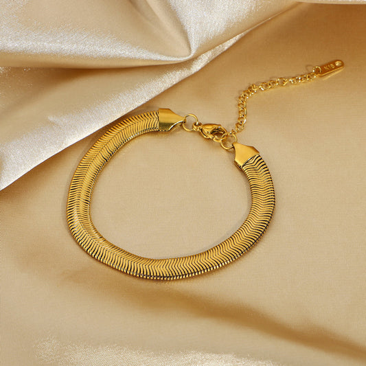 Ins Style Geometric 18K Gold Plated Stainless Steel 8mm Cuban Link Bracelet for Women