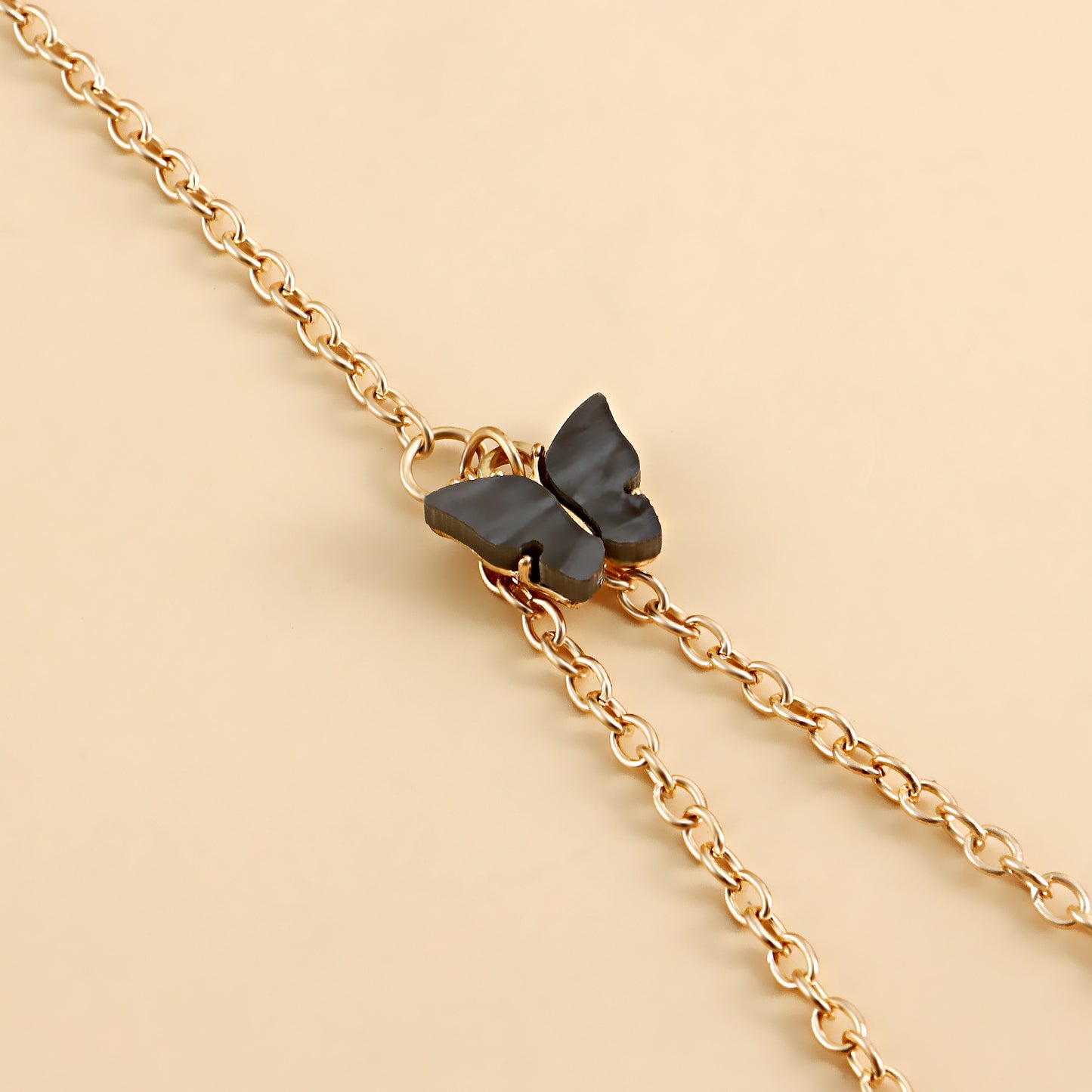 Bohemian Hip-hop Black Butterfly Geometric Metal Leg Chain for Women