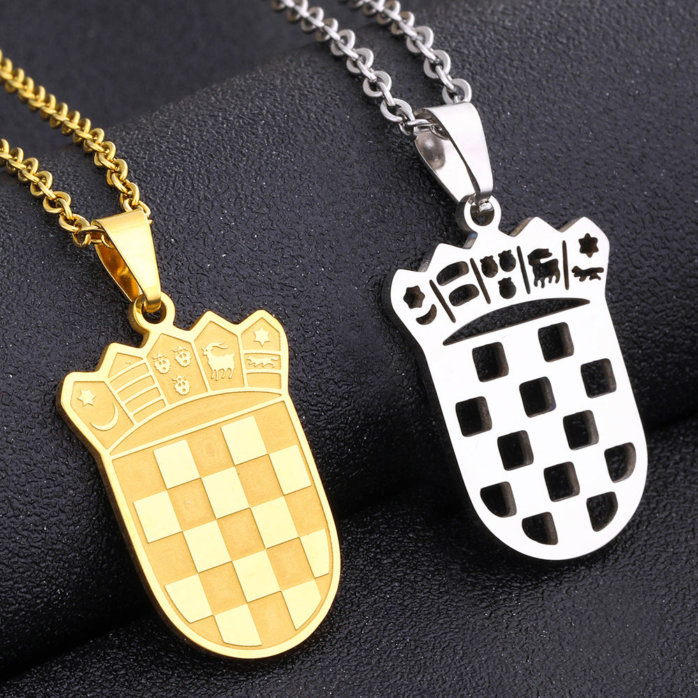 Collana con ciondolo geometrico in acciaio inossidabile con charm in acciaio al titanio e finitura placcata per moda casual unisex