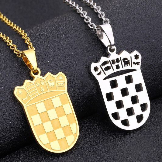 Collana con ciondolo geometrico in acciaio inossidabile con charm in acciaio al titanio e finitura placcata per moda casual unisex