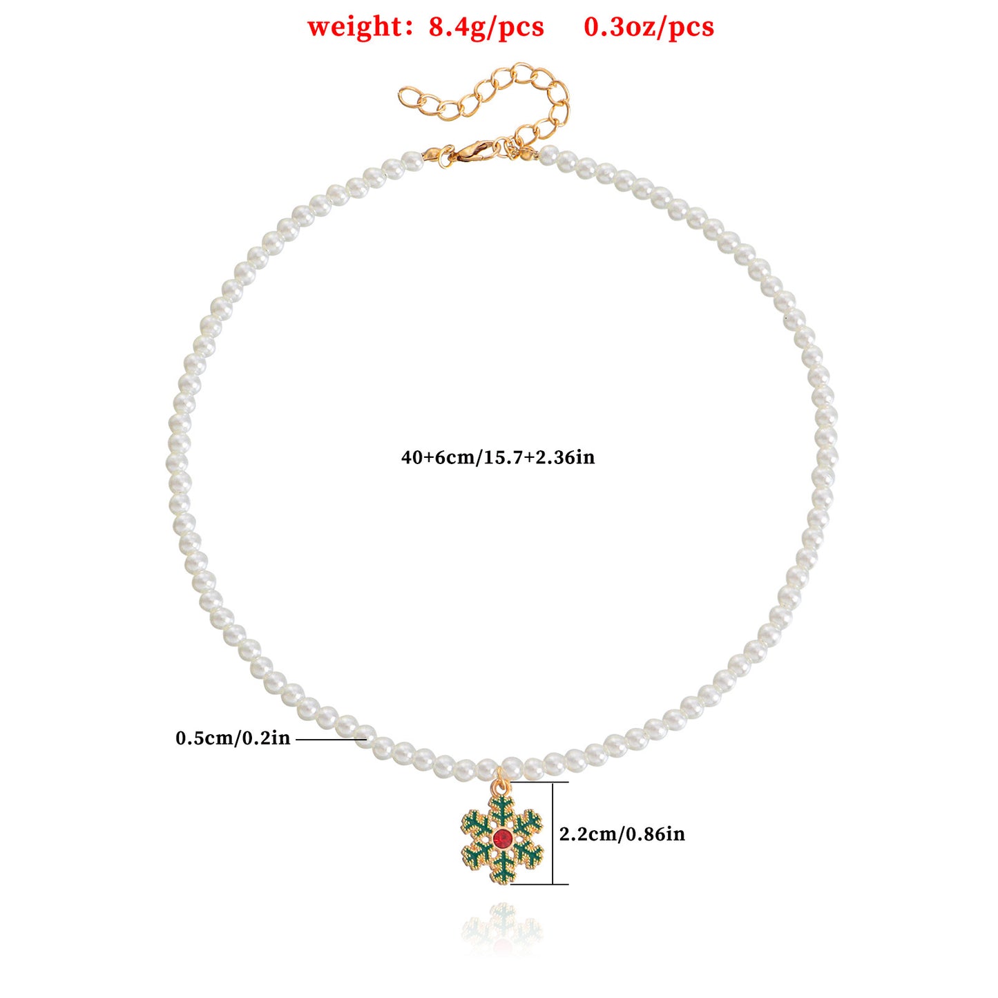 Minimalist Geometric Snowflake Pendant Necklace with Enamel Finish and Pearl Chain for Women