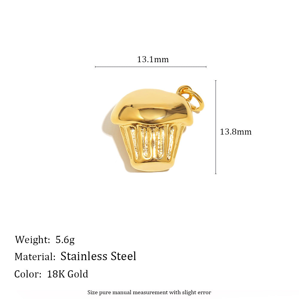 18K Gold Plated Stainless Steel Geometric Donut Charm Bar