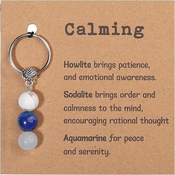 Minimalist Natural Stone Beaded Keychain Gift