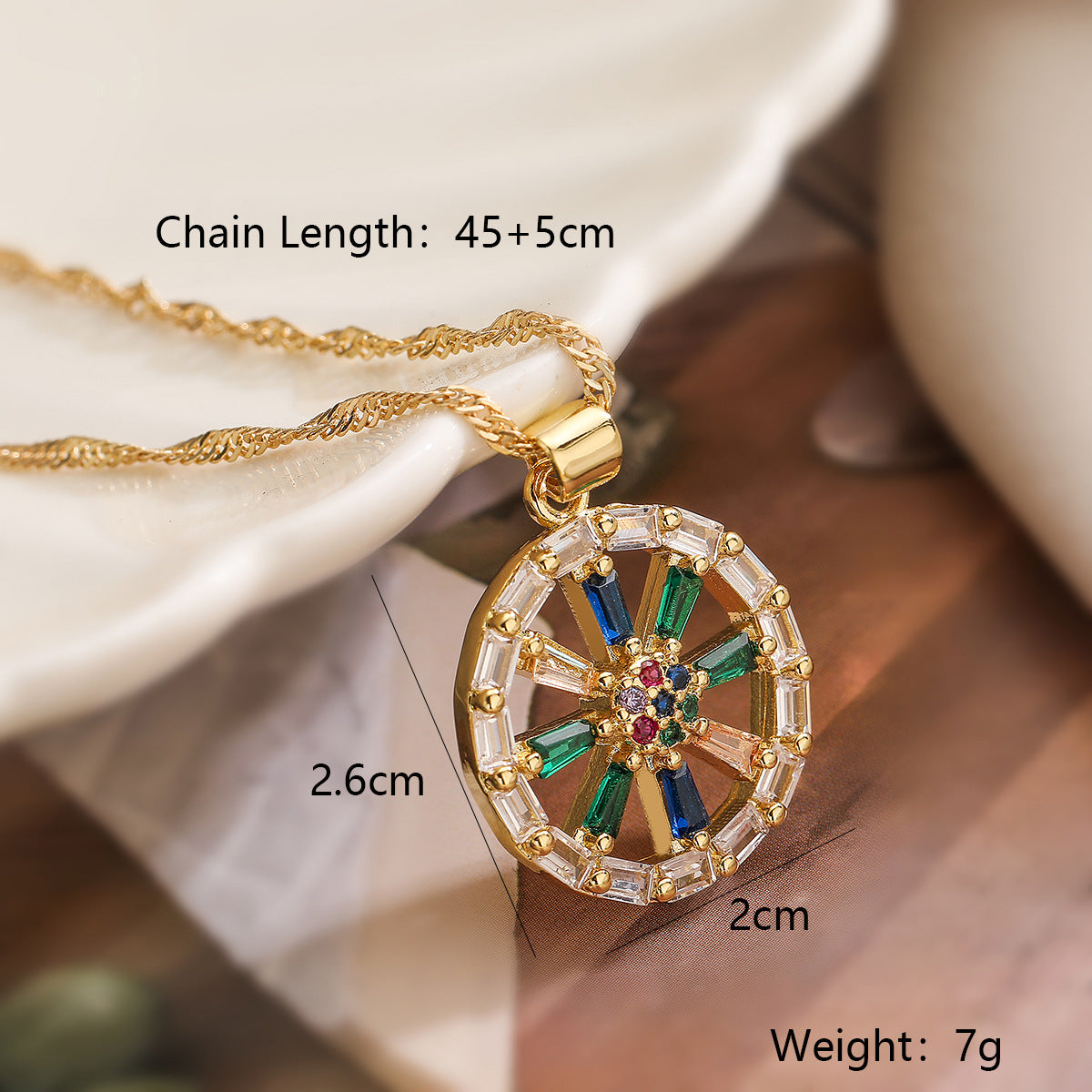 Collana con Pendente a Cuore Geometrico Minimalista da Donna con Base in Rame Placcata Oro 18K e Intarsio di Zirconi