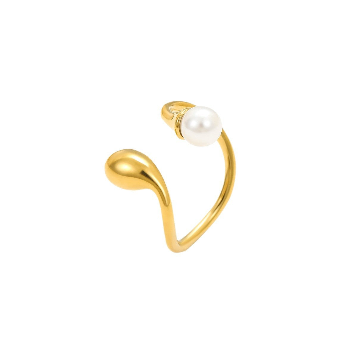 Anello geometrico minimalista in acciaio inossidabile con finitura perlescente da donna