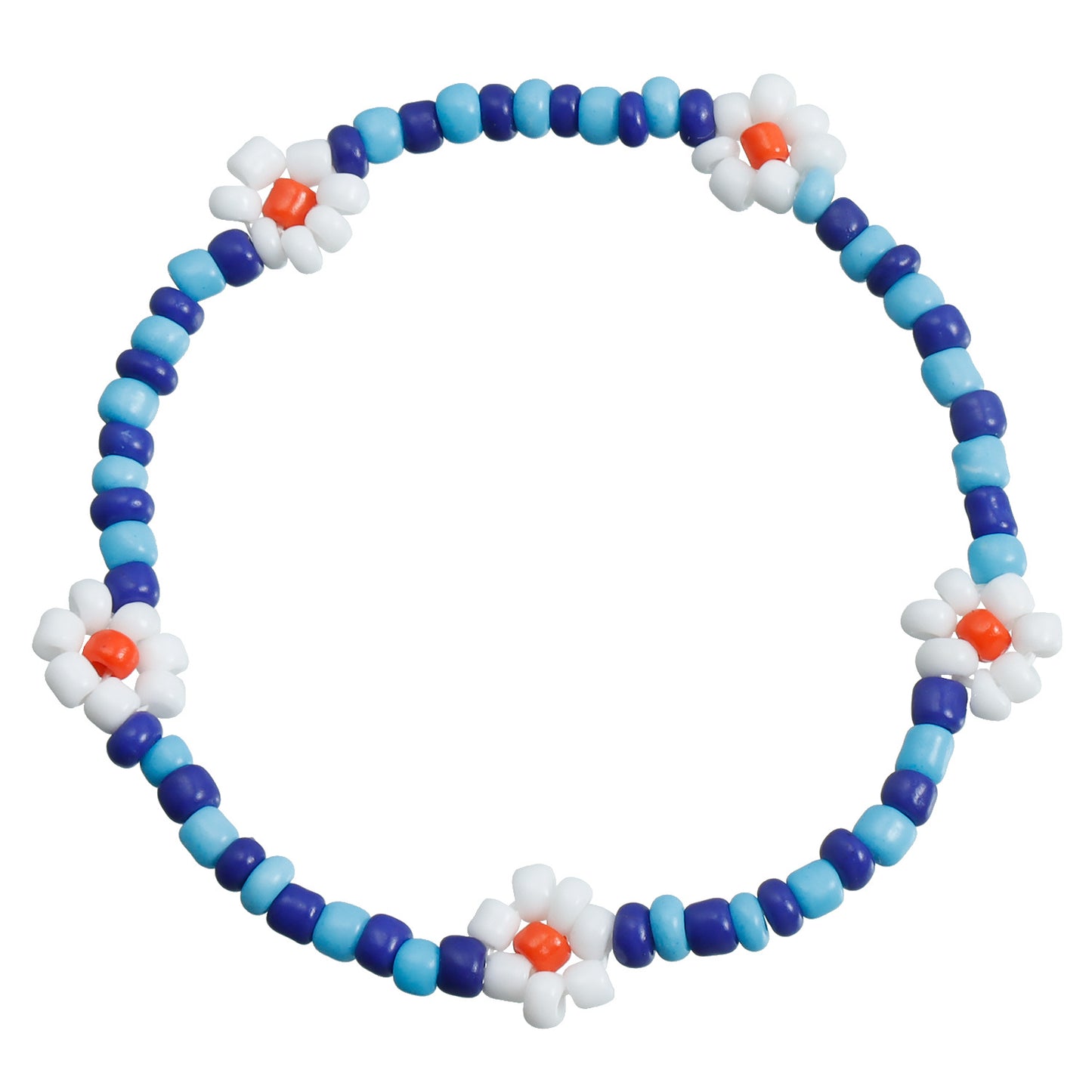 Charm Bracelet with Daisy Design in Colorful Seed Beads Handmade Geometric Flower Bracelet with Plated Finish