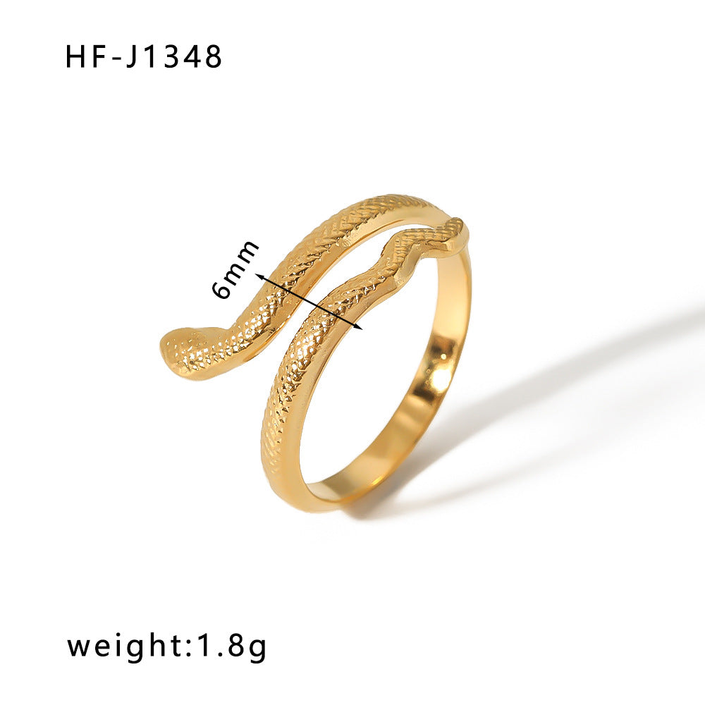 Anello Aperto Minimalista in Acciaio Inossidabile da Donna con Forma Geometrica e Finitura Placcata in Oro 18K Sottovuoto