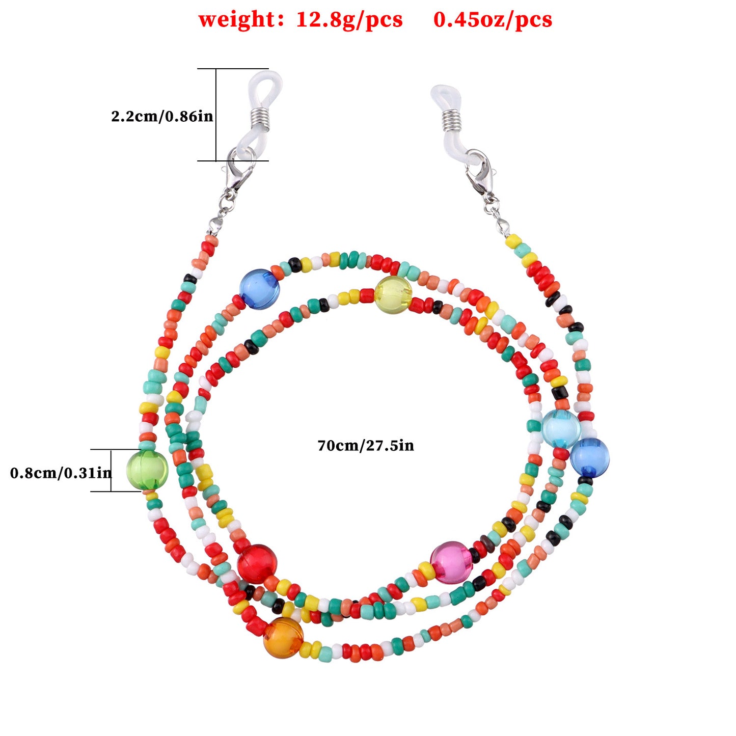 Minimalist Colorful Acrylic Round Bead Eyewear Chain for Women