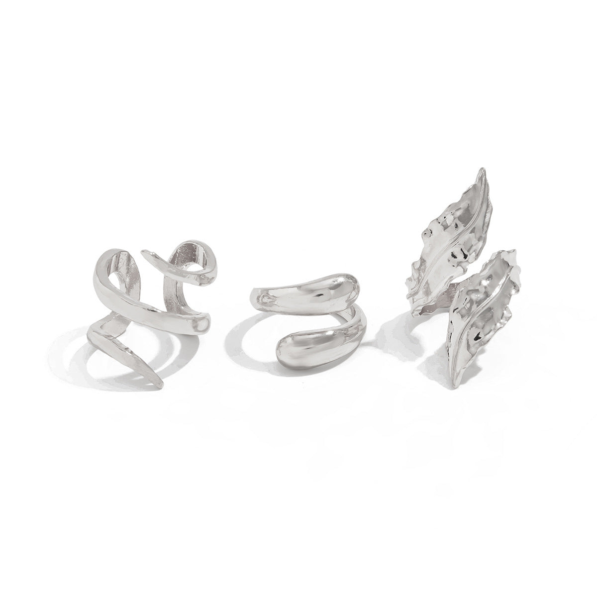 Minimalist Geometric Irregular Open Ring Set Alloy Plated Women's Jewelry