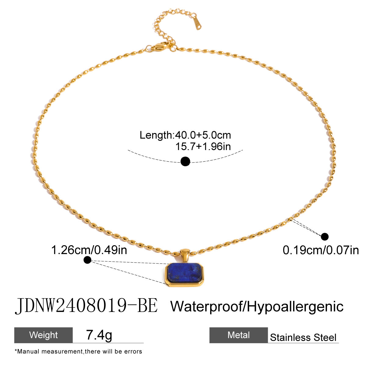 Collana con ciondolo minimalista in occhio di tigre geometrico in acciaio inossidabile con finitura placcata per donna