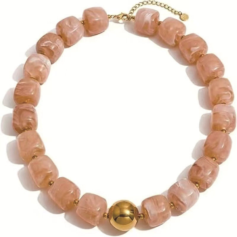 Luxury Heart Resin Pendant Acrylic Bead Necklace for Women