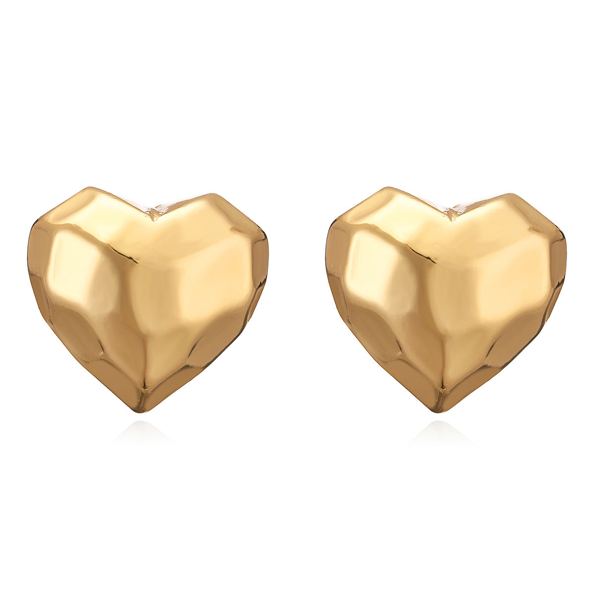 Orecchini vintage in rame a forma di cuore con placcatura in oro per donna, orecchini a perno alla moda, minimalisti e versatili