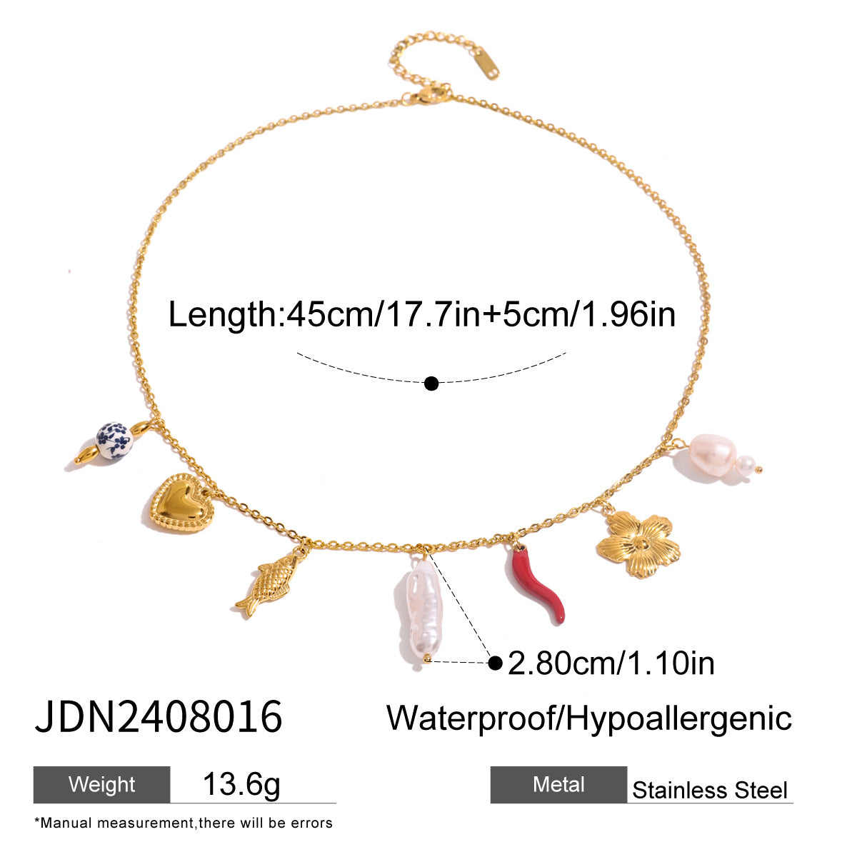 Elegante collana pendente in acciaio al titanio a forma di conchiglia con finitura placcata per donna, design geometrico, catena minimalista per clavicola