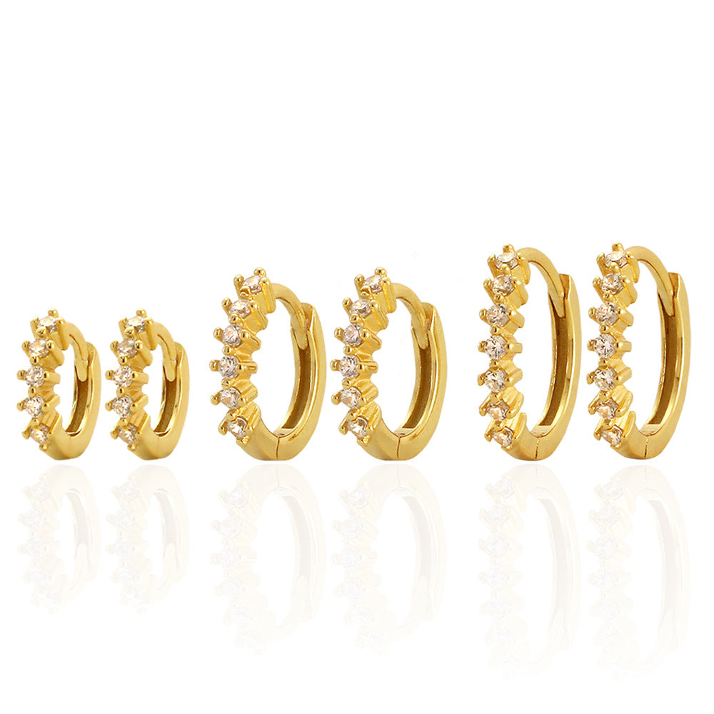 Eleganti orecchini a cerchio da donna minimalisti in argento sterling 925 placcato con gemme, dalla forma geometrica e rotonda