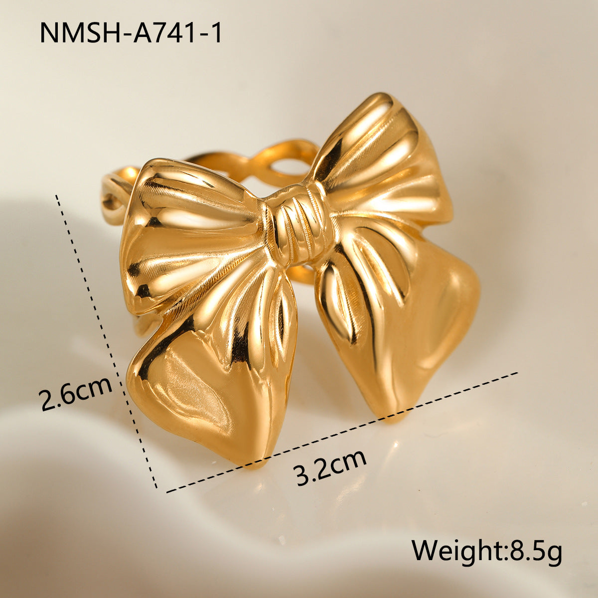 Anillo minimalista de acero de titanio con forma de lazo, incrustaciones de perlas simuladas y chapado en oro de 18 quilates para mujer