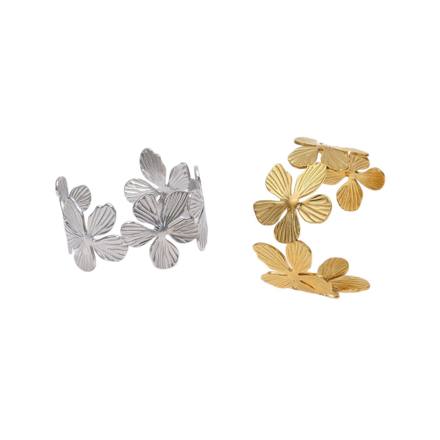 Bracciale Minimalista a Forma di Petalo in Acciaio Inossidabile Placcato Oro 18K da Donna, Gioielli Ipoallergenici in Acciaio al Titanio