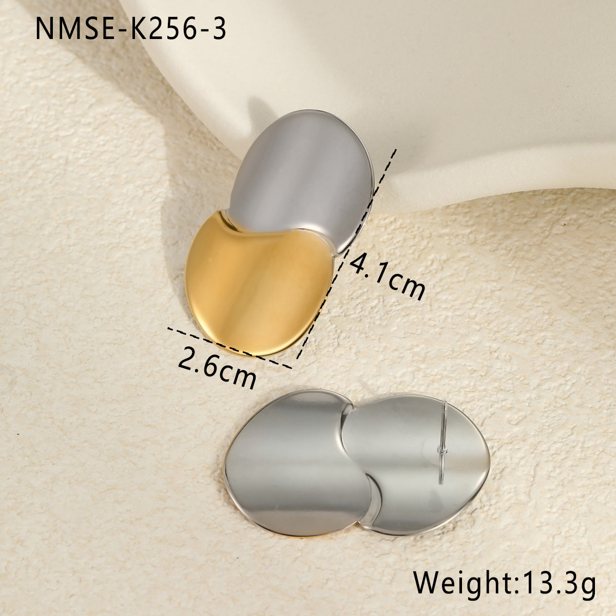 Pendientes geométricos de acero inoxidable con bloques de color y baño de oro de 18 quilates para mujer — Diseño elegante ideal para la oficina