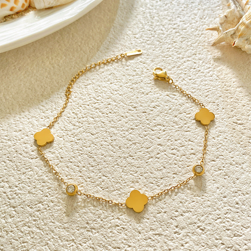 Minimalist Luxury Gold Plated Titanium Steel Micro Pave Diamond Bracelet