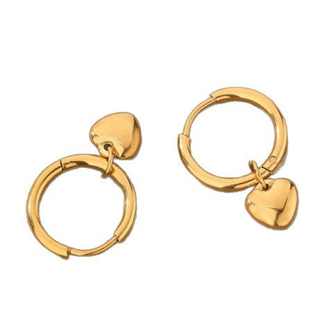Set Collana e Orecchini da Donna a Goccia con Cuore Elegante Minimalista in Acciaio Inossidabile Placcato