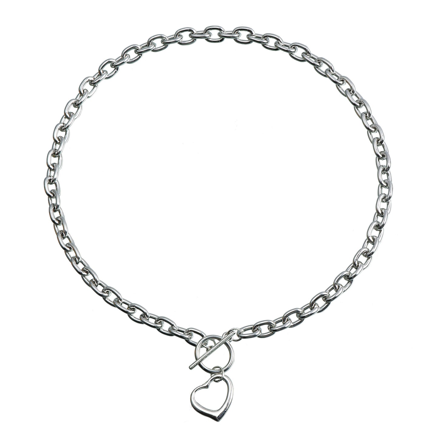 Punk Geometric Heart-Shaped Alloy Pendant Necklace with Plated Finish for Women