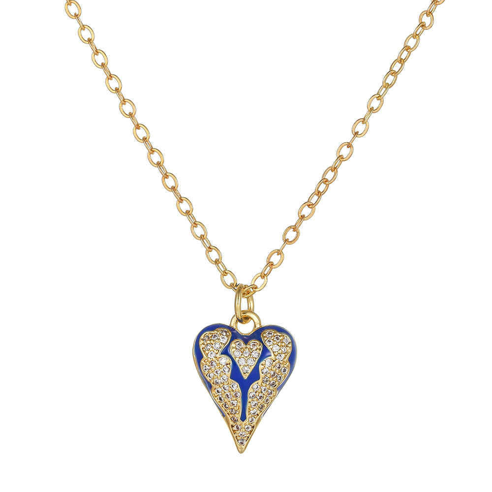Elegant Heart Brass Micro-Paved Cubic Zirconia Pendant Necklace for Women
